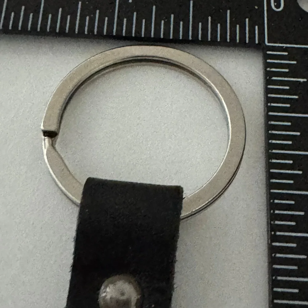 Disney Mickey Mouse Letter K Keychain Black Leather Strap Silver Tone‎